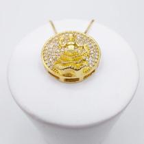 Pingente mandala pequeno oxum cravejado banhado a ouro 18k