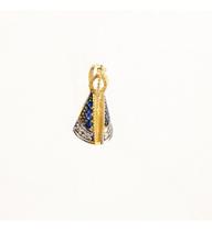 Pingente Manto Azul Aparecida Ouro Branco E Amarelo 18k 750
