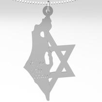 Pingente mapa israel estrela davi prata 950