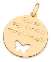 Pingente Medalha Com Borboleta Vazada E Escr 542658