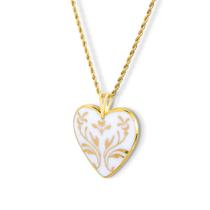 Pingente Medalha Coração em porcelana pintada à mão com ouro Honey