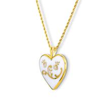 Pingente Medalha Coração em porcelana pintada à mão com ouro Only You
