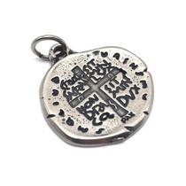 Pingente Medalha Das Duas Cruzes Prateada 28Mm
