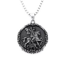 Pingente Medalha de São Jorge Grande Aço Inoxidável 316l Cirúrgico + Corrente 60cm