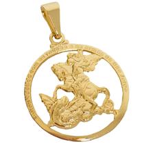 Pingente Medalha de São Jorge Masculino Folheado a Ouro 18k