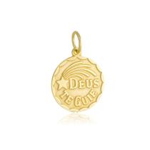 Pingente Medalha Deus Te Guie Maciça 14 Milímetros Ouro Amarelo 18kl