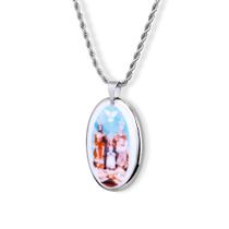 Pingente Medalha Divino Pai Eterno em porcelana pintada à mão com ouro - média