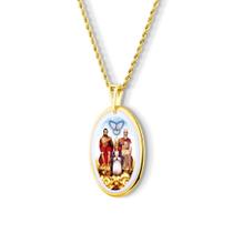 Pingente Medalha Divino Pai Eterno em porcelana pintada à mão com ouro - média