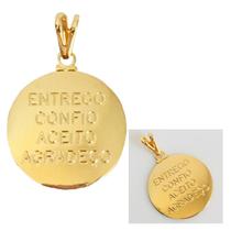 Pingente Medalha Entrego Confio Aceito Agradeço Folheada a Ouro 18k Semijoia Pingente Medalha Entrego Confio Aceito Agradeço Folheada a Ouro 18k Semijoia