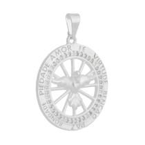 Pingente Medalha Espírito Santo Em Prata 925 com Zircônias Laterais Pingente Medalha Espírito Santo Em Prata 925 com Zircônias Laterais