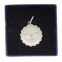 Pingente Medalha Espirito Santo Prata Pura 950