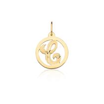 Pingente Medalha Letra C Ouro 18k Puro
