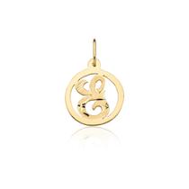 Pingente Medalha Letra E Ouro 18k Puro