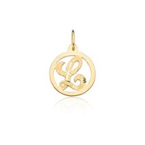 Pingente Medalha Letra L Ouro 18k Puro