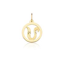 Pingente Medalha Letra U Ouro 18k Puro