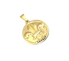 Pingente Medalha Letras Flor de Lis Folheado Ouro 18k