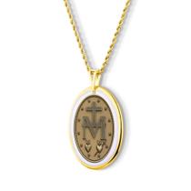 Pingente Medalha Milagrosa Nossa Senhora das Graças com Simbolo em porcelana pintada à mão com ouro - grande Pingente Medalha Milagrosa Nossa Senhora das Graças com Simbolo em porcelana pintada à mão com ouro - grande
