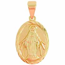 Pingente Medalha Milagrosa Nossa Senhora das Graças Folheada a Ouro 18k Semijoia