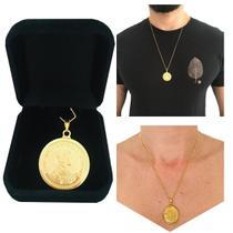 Pingente Medalha Moeda Austríaca Imperador Semijoia Folheada a Ouro 18k