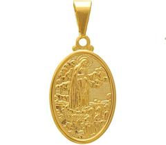 Pingente Medalha Nossa Senhora de Fatima Folheado Ouro 18k