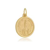 Pingente Medalha Nossa Senhora De Fátima Maciça Ouro 18 Kl