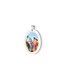 Pingente Medalha Nossa Senhora do Desterro em porcelana com argola aço inox - média Pingente Medalha Nossa Senhora do Desterro em porcelana com argola aço inox - média