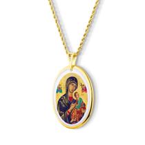Pingente Medalha Nossa Senhora do Perpétuo Socorro em porcelana pintada à mão com ouro - grande Pingente Medalha Nossa Senhora do Perpétuo Socorro em porcelana pintada à mão com ouro - grande
