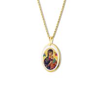 Pingente Medalha Nossa Senhora do Perpétuo Socorro em porcelana pintada à mão ouro - mini Pingente Medalha Nossa Senhora do Perpétuo Socorro em porcelana pintada à mão ouro - mini