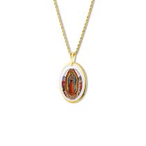 Pingente Medalha Nossa Senhora Guadalupe em porcelana pintada à mão ouro - mini Pingente Medalha Nossa Senhora Guadalupe em porcelana pintada à mão ouro - mini