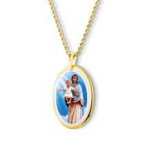 Pingente Medalha Nossa Senhora Mãe de Deus em porcelana pintada à mão com ouro - grande