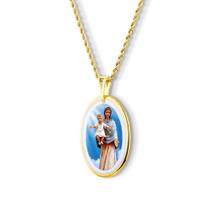 Pingente Medalha Nossa Senhora Mãe de Deus em porcelana pintada à mão com ouro - média