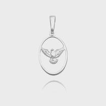 Pingente Medalha Oval Espírito Santo de Prata Maciça 925 Pingente Medalha Oval Espírito Santo de Prata Maciça 925