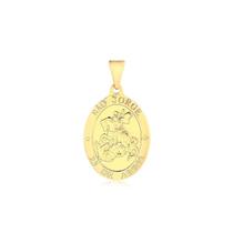 Pingente Medalha Oval São Jorge Zircônia Folheado A Ouro