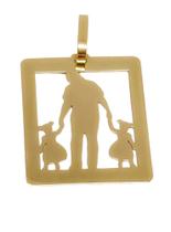 Pingente Medalha Pai e Filhas Ouro 18k 750