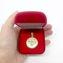 Pingente Medalha Pequena Espirito Santo Banhado A Ouro