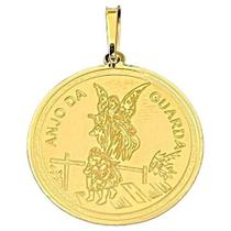 Pingente Medalha Placa Anjo Da Guarda Ouro 18k Pingente Medalha Placa Anjo Da Guarda Ouro 18k