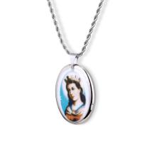 Pingente Medalha Santa Bárbara em porcelana pintada à mão com ouro - média