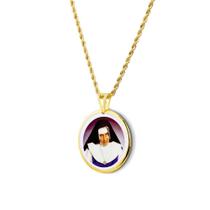 Pingente Medalha Santa Dulce em porcelana pintada à mão com ouro - média Pingente Medalha Santa Dulce em porcelana pintada à mão com ouro - média