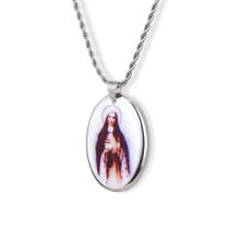 Pingente Medalha Santa Edwiges em porcelana pintada à mão com ouro - média