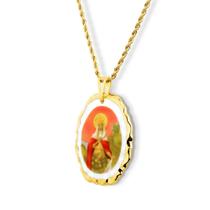 Pingente Medalha Santa Isabel em porcelana pintada à mão com ouro - grande Pingente Medalha Santa Isabel em porcelana pintada à mão com ouro - grande