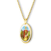 Pingente Medalha Santa Isabel em porcelana pintada à mão com ouro - média