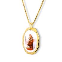 Pingente Medalha Santo Antônio em porcelana pintada à mão com ouro - grande