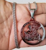 Pingente medalha são Jorge com corrente