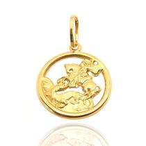 Pingente Medalha São Jorge Em Ouro 18k 15mm