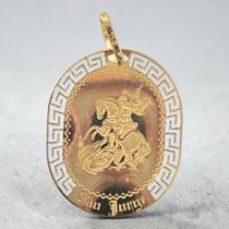 Pingente Medalha São Jorge Ouro 18k Joia Religiosa Luxo Rosangela Lima Joias