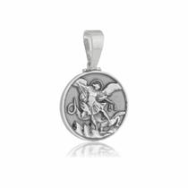 Pingente Medalha São Miguel Dupla Face Prata 925kl Mod 02