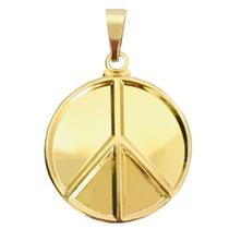 Pingente Medalha Símbolo Paz e Amor + Caixa Veludo Folheada a Ouro 18k Semijoia Pingente Medalha Símbolo Paz e Amor + Caixa Veludo Folheada a Ouro 18k Semijoia