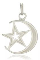 Pingente Meia Lua Com Estrela De 5 Pontas Dentro Prata 925