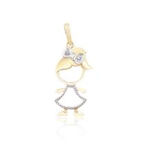 Pingente Menina 2,5cm com Zircônias em Ouro 18K