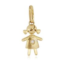 Pingente Menina Bojuda com 1 Diamante em Ouro 18k Pingente Menina Bojuda com 1 Diamante em Ouro 18k